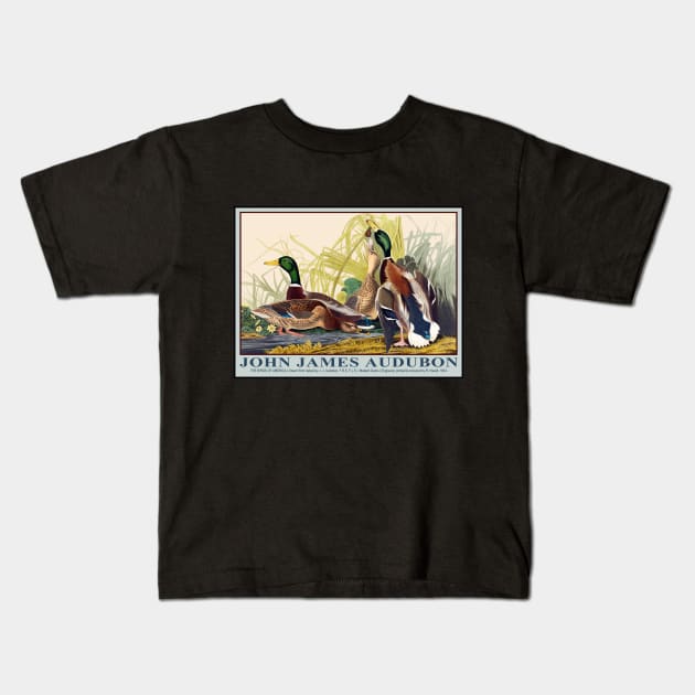 Mallard Ducks by John J. Audubon Kids T-Shirt by RockettGraph1cs